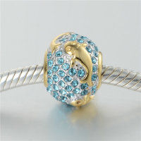 colgante plata para pulsera, diseño de pola dorada con piedras azules - Foto 5