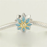colgante plata para pulsera diseño de un flor un esmalte azul+amarillo - Foto 3