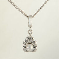 colgante plata para pulsera, diseño de una hoja+perla - Foto 2