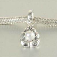 colgante plata para pulsera, diseño de una hoja+perla - Foto 4