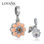 colgante plata para pulsera o collar con piedra naranja diseño de flor - 1