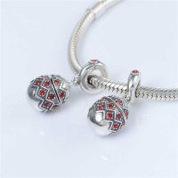 colgante plata para pulsera o collar , diseño de elipsoide con piedras rojas - Foto 4
