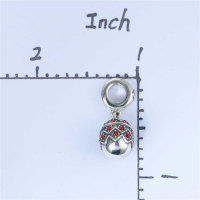 colgante plata para pulsera o collar , diseño de elipsoide con piedras rojas - Foto 5