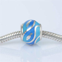 colgante plata para pulsera o collar, diseño de pola con esmalte azul - Foto 4