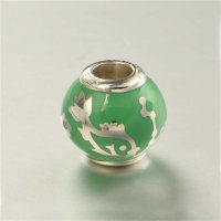 colgante plata para pulsera o collar, diseño de pola con esmalte verde - Foto 2