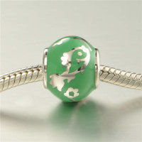 colgante plata para pulsera o collar, diseño de pola con esmalte verde - Foto 4