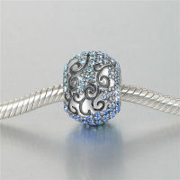 colgante plata para pulsera o collar, diseño de pola con piedras azules claras . - Foto 5