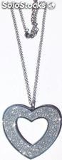 Collana cuore con glitter argento