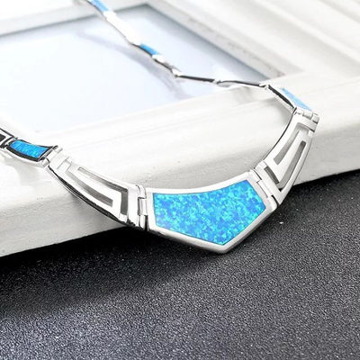 collares de moda de dama de plata ley 925 ,collares de Opal azul - Foto 2
