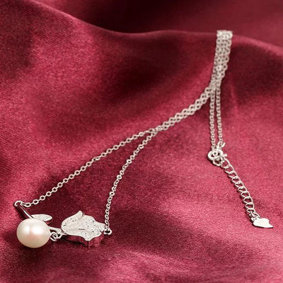 Collares de perlas grandes de plata con circónes cristales - Foto 2