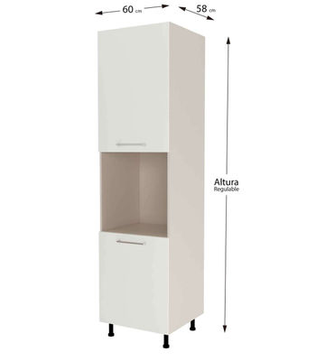 Columna horno con 2 puertas acabado en blanco mate, 235 cm(alto)60 cm(ancho)60 - Foto 3