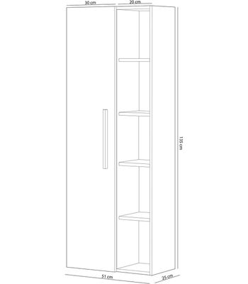 Columna suspendida Buñol para baño con una puerta y estantes acabado roble 135 - Foto 2