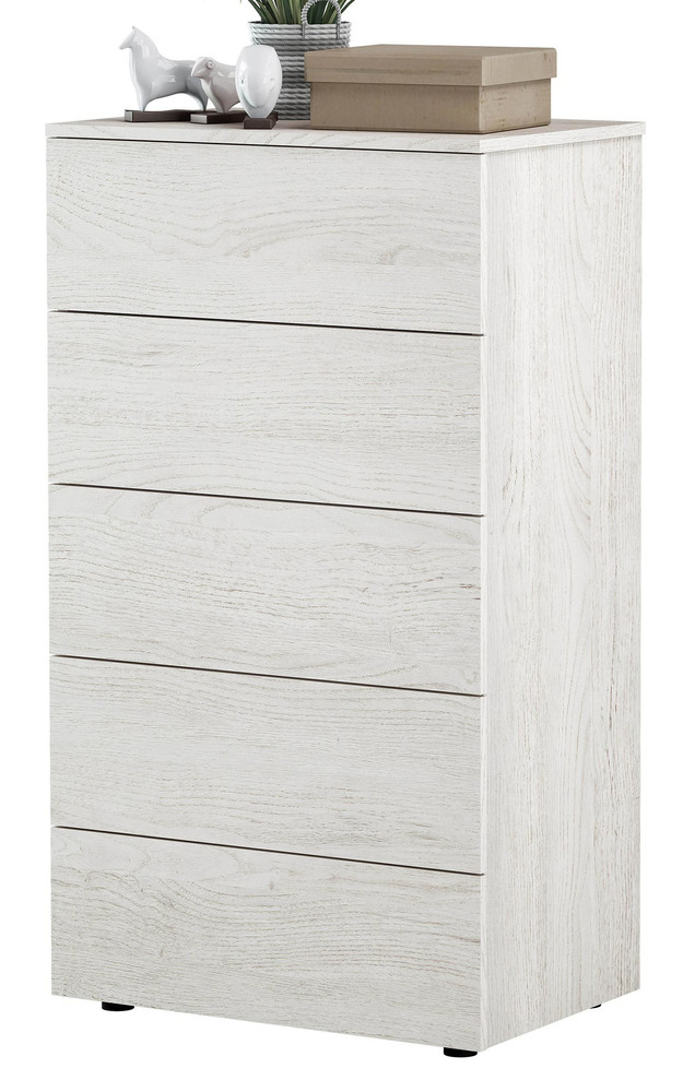 Comoda con 4 Cajones para Dormitorio Liss en Color Blanco Artik, 77,5 cm  (Ancho) x