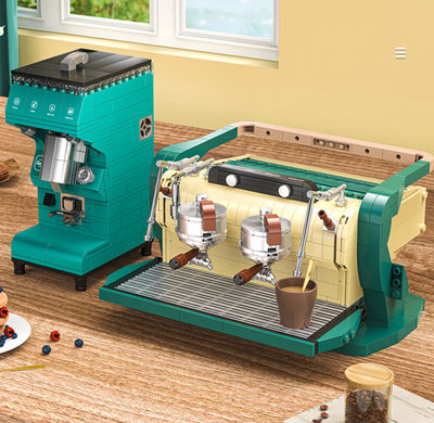 Compatível com LEGO, máquina de café e moedor, estilo magnífico e elegante