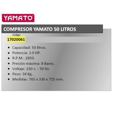 Compresor yamato 50 litros 2. 0 hp - Foto 2