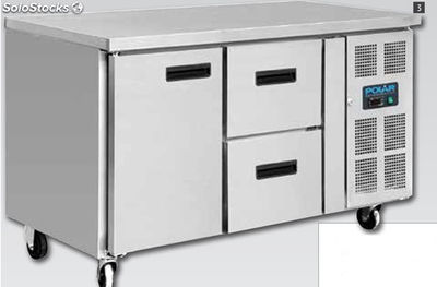 comptoir frigorifique avec 2 tiroirs et les portes 282 litres