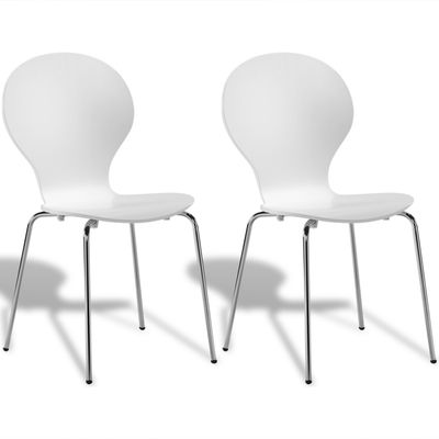 Conjunto 2 cadeiras de jantar empilháveis, estilo borboleta, branco