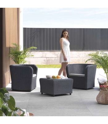 Conjunto 2 sillones + mesa de centro baúl para terraza o jardín modelo Tania - Foto 5