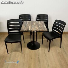 Conjunto 4 sillas carmen y 1 mesa f cuadrada exterior