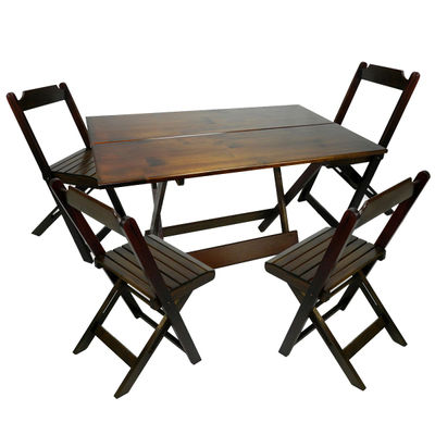 Conjunto Cadeira e Mesa Dobrável de Madeira 120x70cm - Aconchego Shop