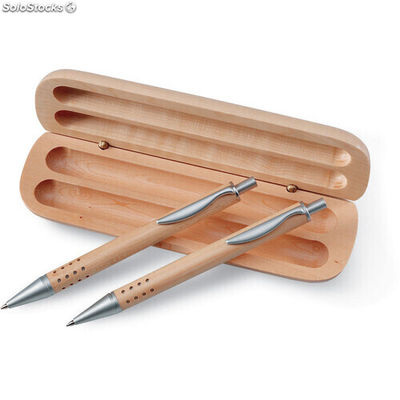 Conjunto caneta e lapiseira madeira MIKC1701-40