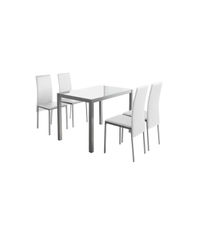 Conjunto cocina mesa blanca y 4 sillas Almudena color blanco., Color -