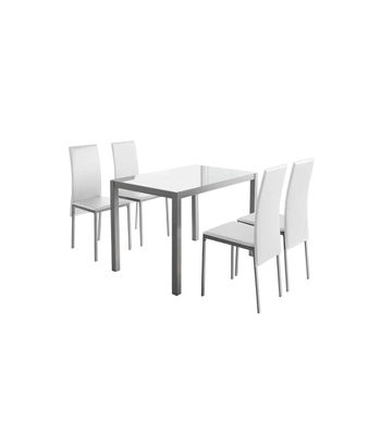 Conjunto cocina mesa blanca y 4 sillas Almudena color blanco., Color -