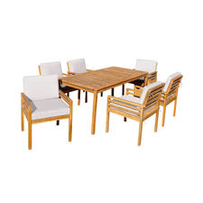 Conjunto Comedor Mesa Rectangular y 6 Sillas con Cojines Orlando Madera de