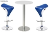 Conjunto compuesto por 2 Taburetes de Diseño y Mesa en Azul y cromado