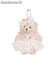 Conjunto de 2 chaveiros de um rosa pálido urso de pelúcia feitos de material