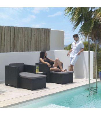 Conjunto de 2 puff + 2 sillones + mesa de centro para terraza o jardín modelo - Foto 5