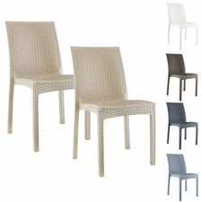 Conjunto de 2 sillas de jardín exterior JANET diseño en ratán en resina apilable