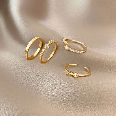 Conjunto de anéis femininos requintado e exclusivo de quatro peças - Foto 4