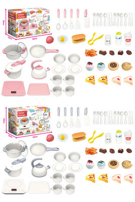 Conjunto de brinquedos de cozinha com simulação de som e luz infantil de 55 peça