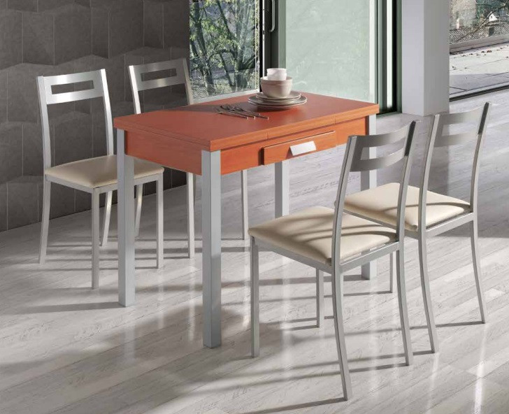 Conjunto de cocina mesa extensible MDF cerezo con cajon Maia y cuatro