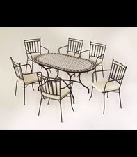 Conjunto de mesa+4 sillones+4 cojines terraza jardín mosaico