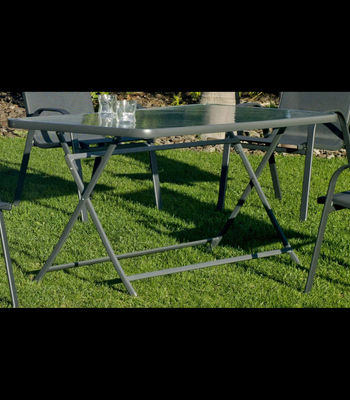 Conjunto de mesa + 4 sillones en acero Cordoba/Sulam-140/4 en acabado gris - Foto 4