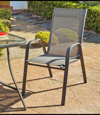 Conjunto de mesa + 4 sillones en acero Cordoba/Sulam-140/4 en acabado gris - Foto 3