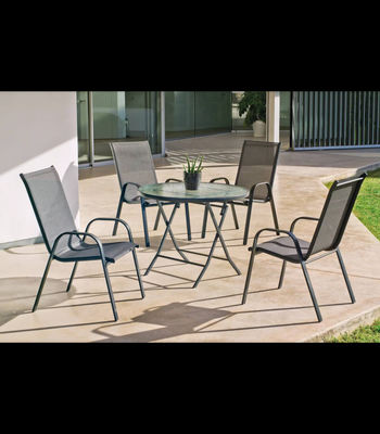 Conjunto de mesa + 4 sillones en acero Cordoba/Sulam-90/4 en acabado gris - Foto 4