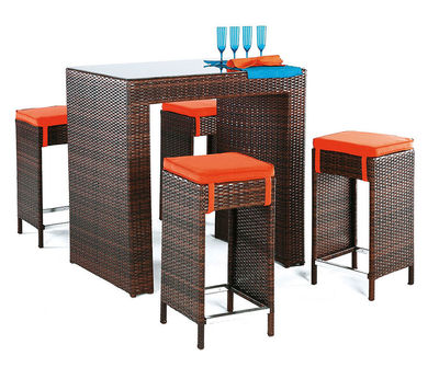 Conjunto de mesa de bar,Taburetes y cojines de exterior Modelo Delfín 7