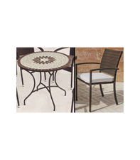 Conjunto de mesa y 4 sillones terraza jardin mosaico Estela/Bahia-90/4.