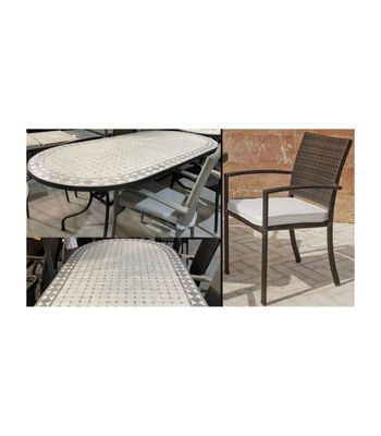 Conjunto de mesa y 6 sillones con cojines para terraza o jardin mosaico