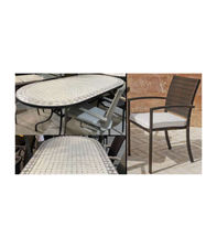Conjunto de mesa y 6 sillones para terraza o jardin mosaico