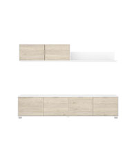 Conjunto de muebles de salón Lucena-2 en blanco/natural.