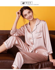 Conjunto de pijama de 100% seda pijama de satén de manga larga
