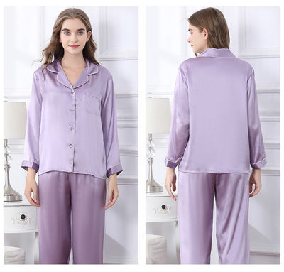 Conjunto de pijama de 100% seda pijama de satén de manga larga - Foto 4