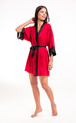 Conjunto de pijamas de seda satén para mujer 2 piezas bata kimono y camisón - Foto 2