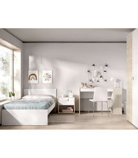 Conjunto dormitorio juvenil Topo-3 en acabado blanco/natural.