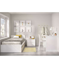 Conjunto dormitorio juvenil Topo-4 en acabado blanco/natural.