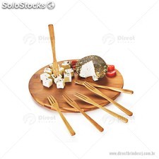 Conjunto Gourmet para Queijo e Petiscos em Bambú
